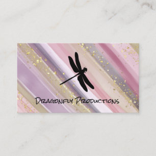 Dragonfly   Hand Painted Lines   Gold Flakes Business Card