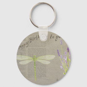 dragonfly happy birthday key ring