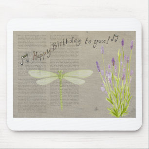dragonfly happy birthday mouse mat