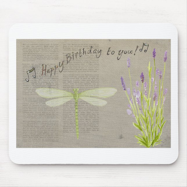 dragonfly happy birthday mouse mat (Front)