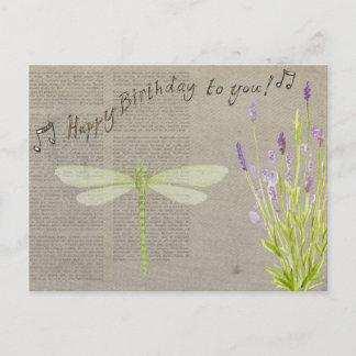 dragonfly happy birthday postcard