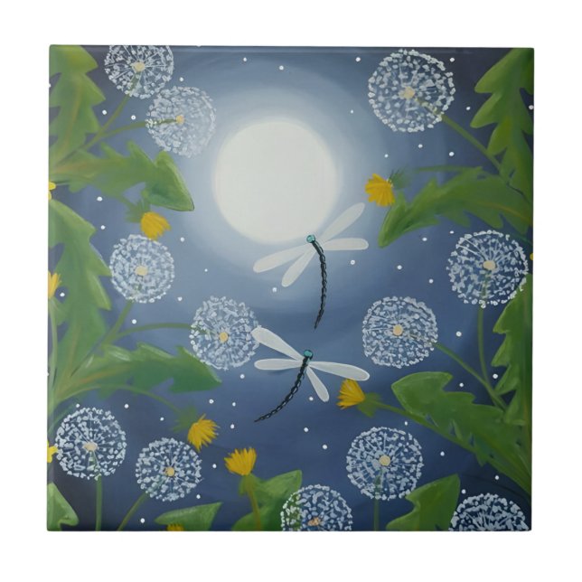 dragonfly harmonious floral pattern tiles (Front)