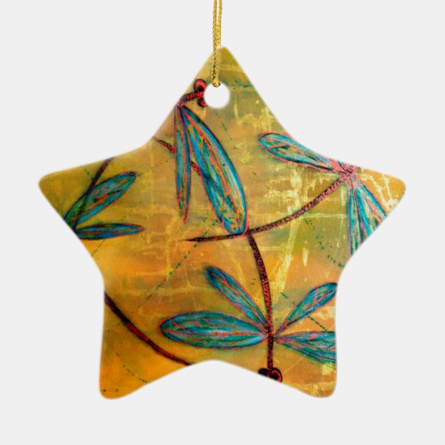 Dragonfly Haze Ceramic Tree Decoration (Front)