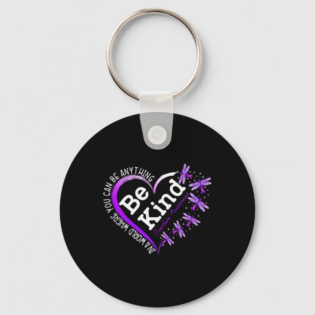 Dragonfly Heart Be Kind Purple Overdose Awareness  Key Ring (Front)