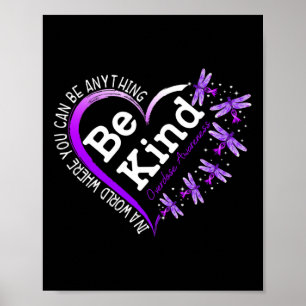 Dragonfly Heart Be Kind Purple Overdose Awareness Poster