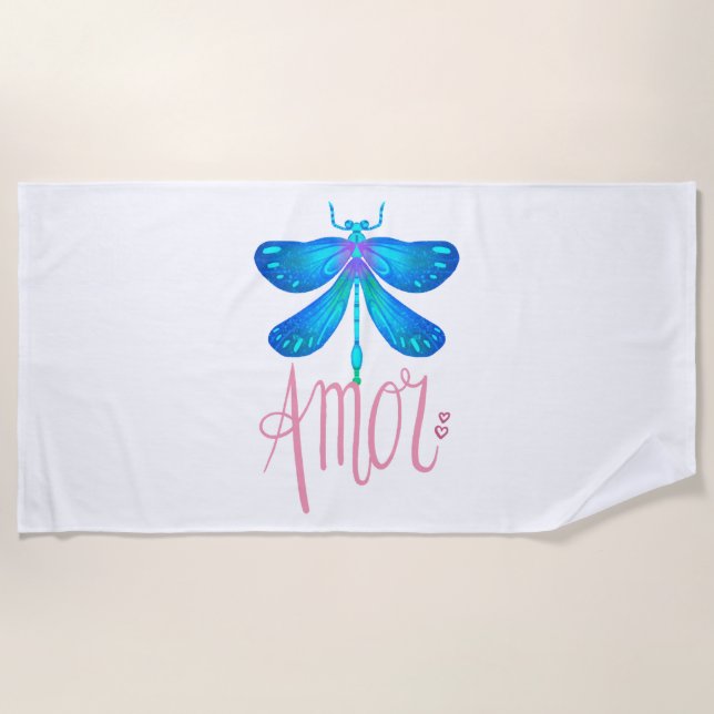 dragonfly heart beach towel (Front)