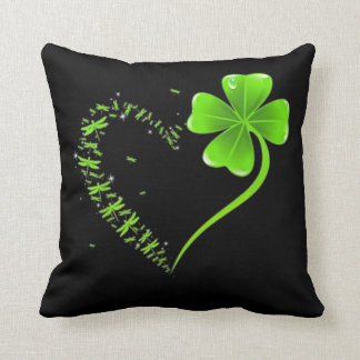 Dragonfly heart irish, Shamrock Heart Clover St Cushion