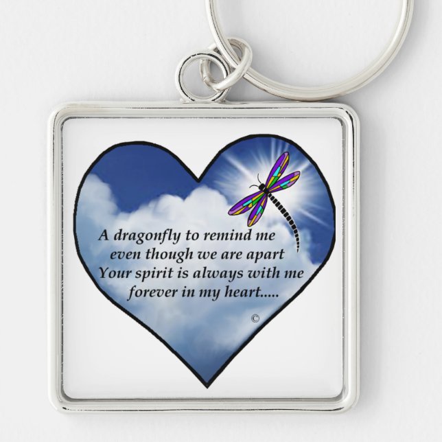 Dragonfly Heart Poem Key Ring (Front)