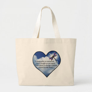 Dragonfly Heart Poem Large Tote Bag