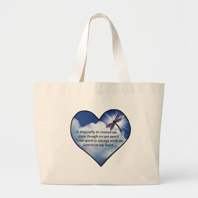 Dragonfly Heart Poem Large Tote Bag (Front)