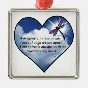 Dragonfly Heart Poem Metal Tree Decoration