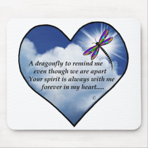 Dragonfly Heart Poem Mouse Mat