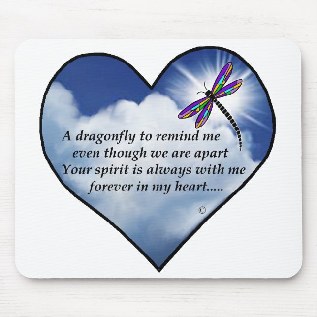Dragonfly Heart Poem Mouse Mat (Front)
