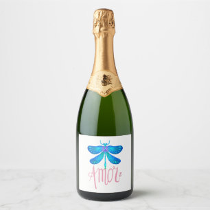 dragonfly heart sparkling wine label