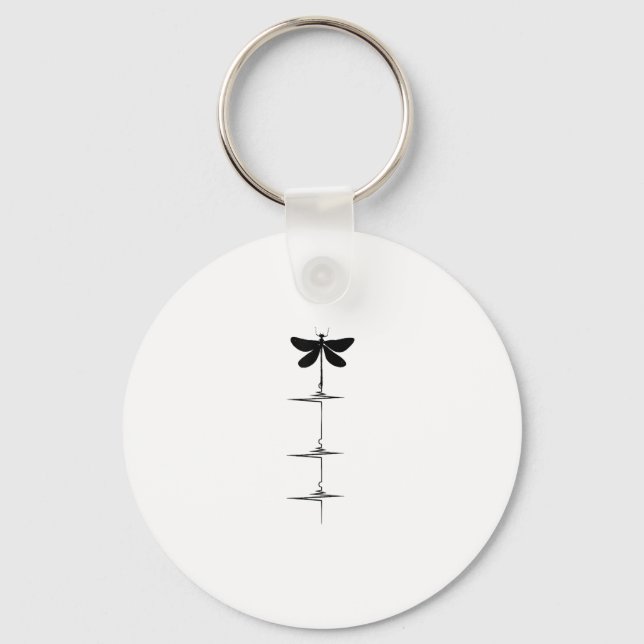 Dragonfly Heartbeat EKG Pulse Nature Insect Dragon Key Ring (Front)