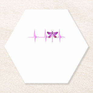 Dragonfly Heartbeat EKG Pulse Nature Insect Dragon Paper Coaster
