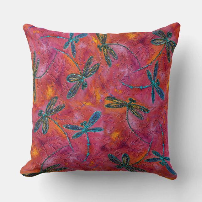 Dragonfly Hot Fuchsia Cushion (Front)