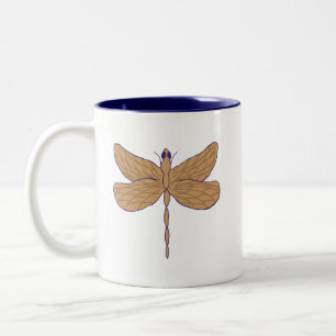 Dragonfly Illustration Purple and Tan Two-Tone Coffee Mug