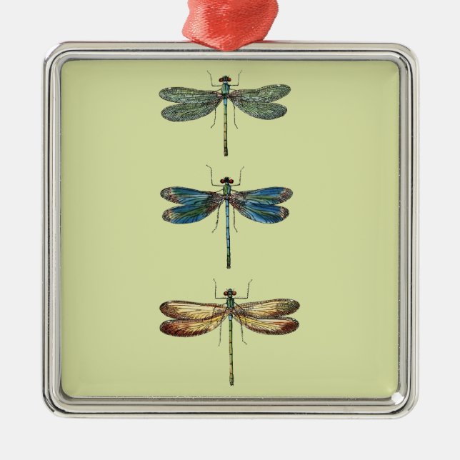 Dragonfly Illustrations Metal Tree Decoration (Front)