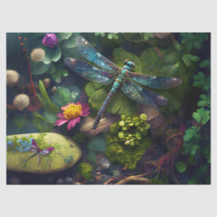 Dragonfly in a Colourful Garden Tissue Paper