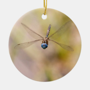 Dragonfly in Flight Photo Ceramic Tree Decoration