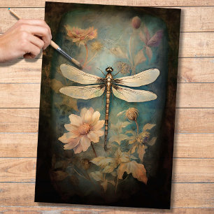 Dragonfly in Florals 2 Decoupage Paper