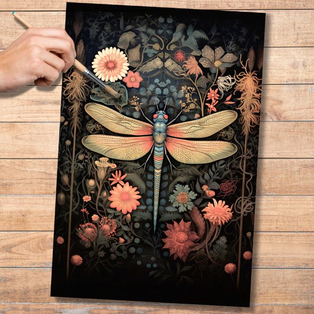 Dragonfly in Florals 4 Decoupage Paper (Creator Uploaded)