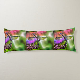 Dragonfly In Green and Blue Realistic Painting Body Cushion