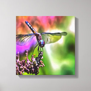 Dragonfly In Green and Blue Realistic Painting Canvas Print