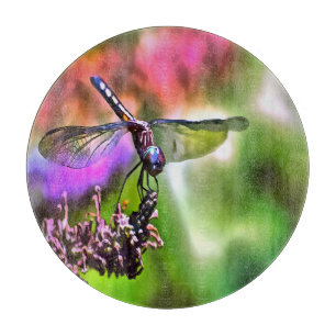 Dragonfly In Green and Blue Realistic Painting Cutting Board