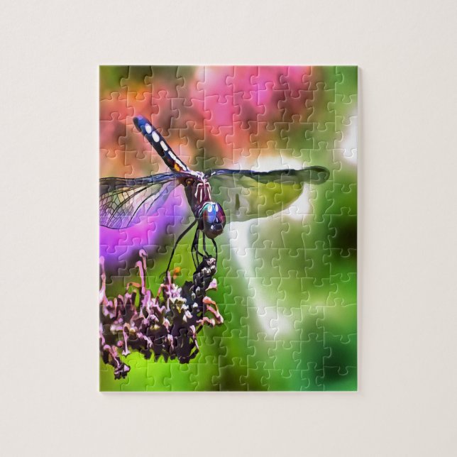 Dragonfly In Green and Blue Realistic Painting Jigsaw Puzzle (Vertical)