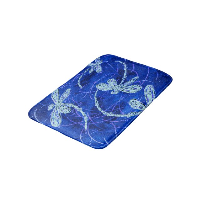 Dragonfly Indigo Dance Bath Mat (Angled)