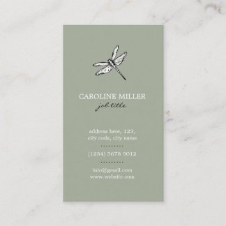 Dragonfly insect green feminine elegant rural card