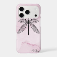 Dragonfly Insect Lover Pink Monogram