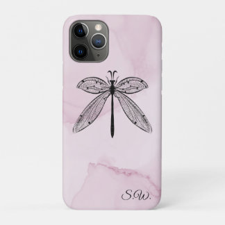 Dragonfly Insect Lover Pink Monogram iPhone 11 Pro Case