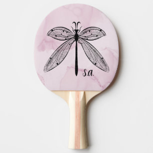 Dragonfly Insect Lover Pink Monogram Ping Pong Paddle