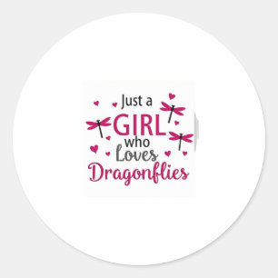Dragonfly Just A Girl Who Loves Dragonflies T-Shir Classic Round Sticker