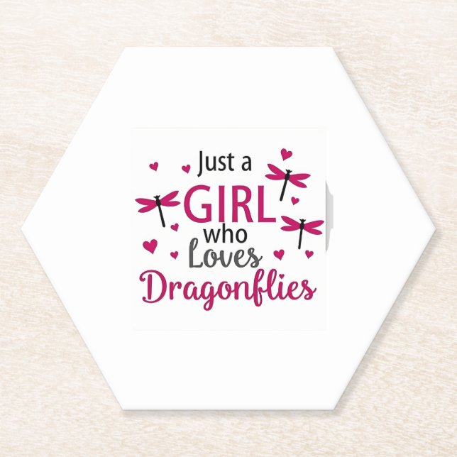 Dragonfly Just A Girl Who Loves Dragonflies T-Shir Paper Coaster (Front)