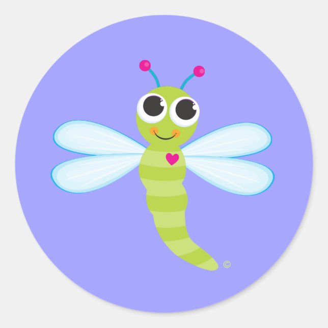 Dragonfly - Lavendar Classic Round Sticker (Front)