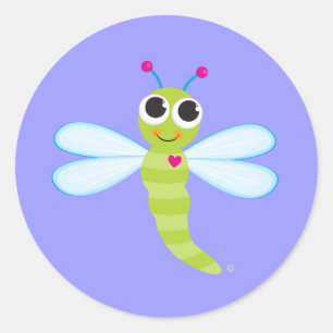 Dragonfly - Lavendar Classic Round Sticker