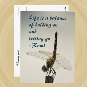 Dragonfly Life is a Balance Rumi Quote Postcard