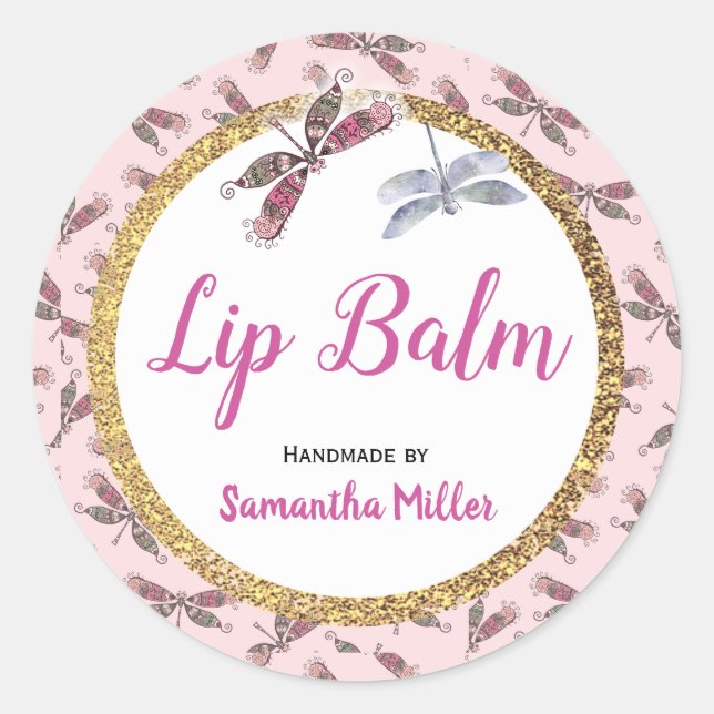 Dragonfly Lip Balm Paper Product Sticker | Label (Front)