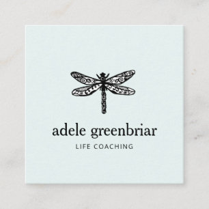 Dragonfly Logo Holistic Healer Wellness Square Business Card