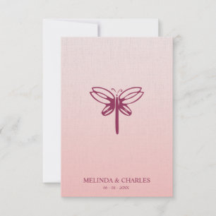 Dragonfly Logo in Burgundy on Gradient for Wedding