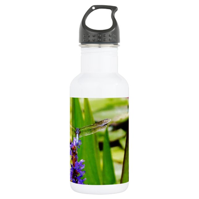 Dragonfly lotus and purple flower 532 ml water bottle (Front)