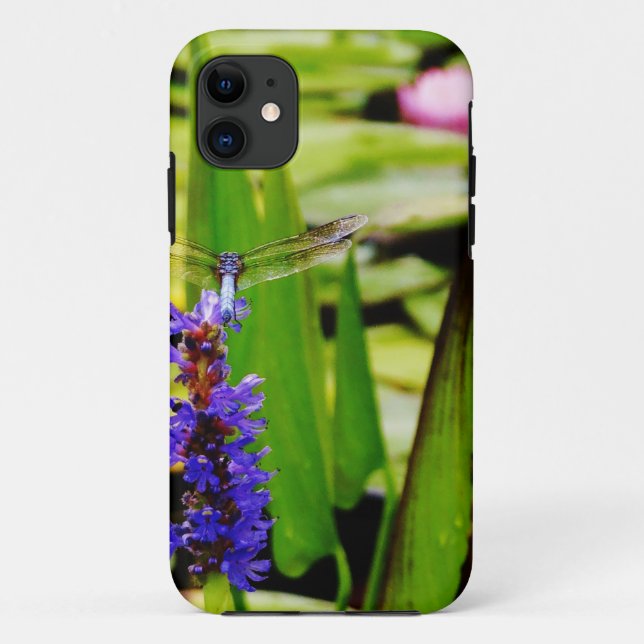 Dragonfly lotus and purple flower Case-Mate iPhone case (Back)