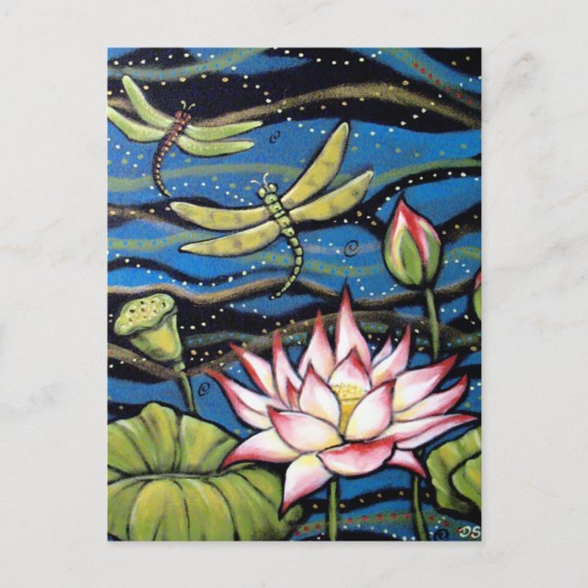 DRAGONFLY LOTUS POSTCARD (Front)