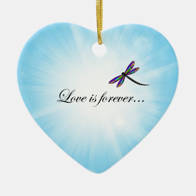 Dragonfly  "LOVE is Forever" Ceramic Tree Decoration (Front)
