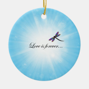 Dragonfly  "LOVE is Forever" Ceramic Tree Decoration