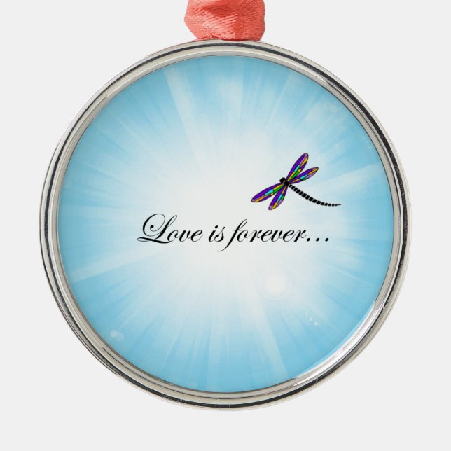 Dragonfly  "LOVE is Forever" Metal Tree Decoration (Front)